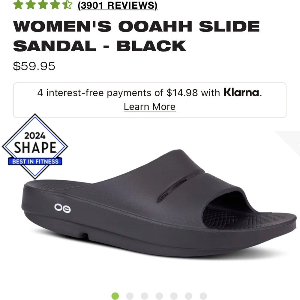 Women’s black ooahh slides black size 8 recovery sandal oofos